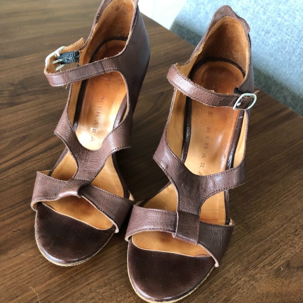 Chie Mihara Leather Wedge Heels